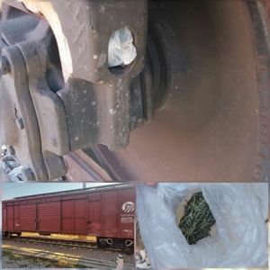 Drugs hidden on a train wheel were exposed