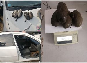 Two kilograms of hashish were found in a car